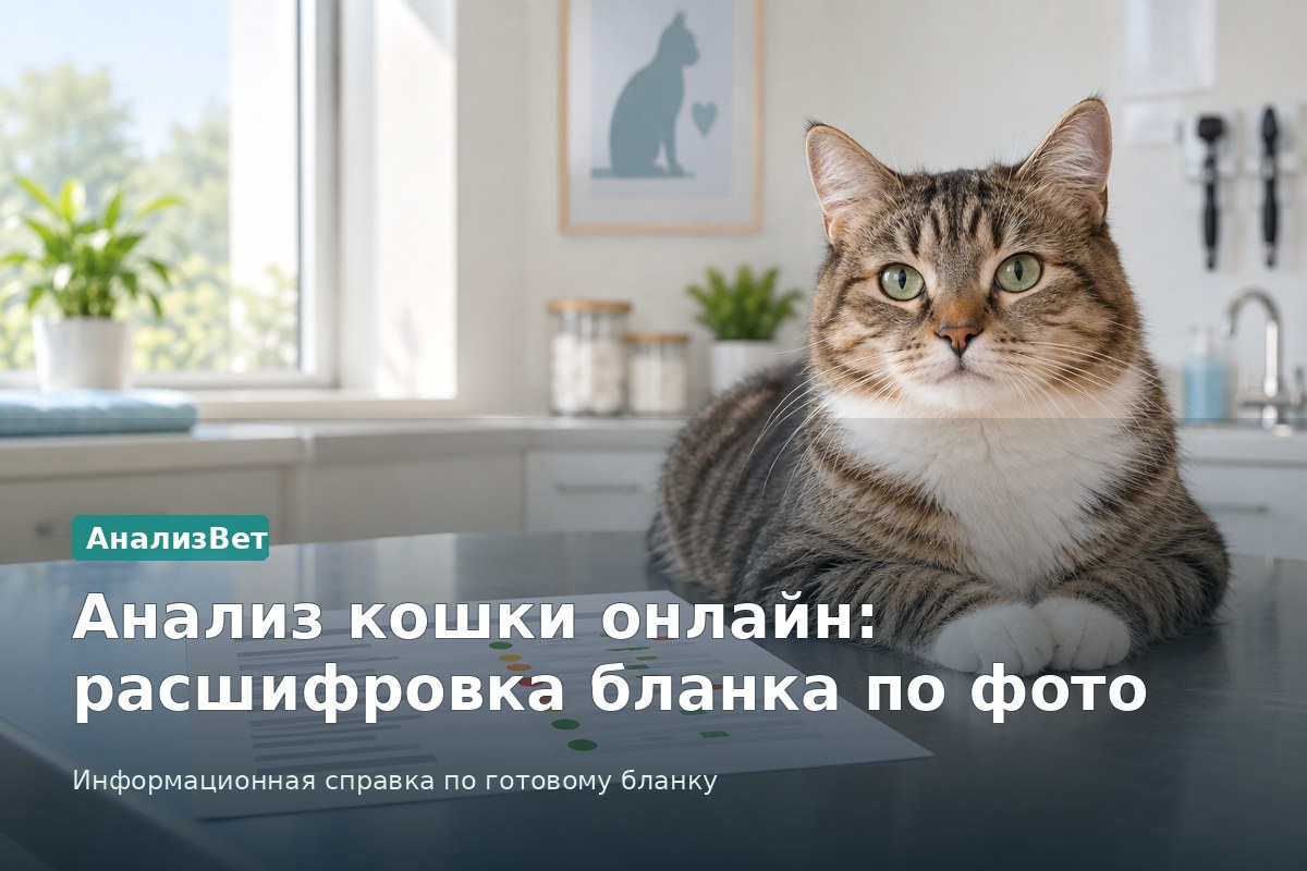 Инфографика АнализВет: Анализ кошки онлайн: расшифровка бланка по фото
